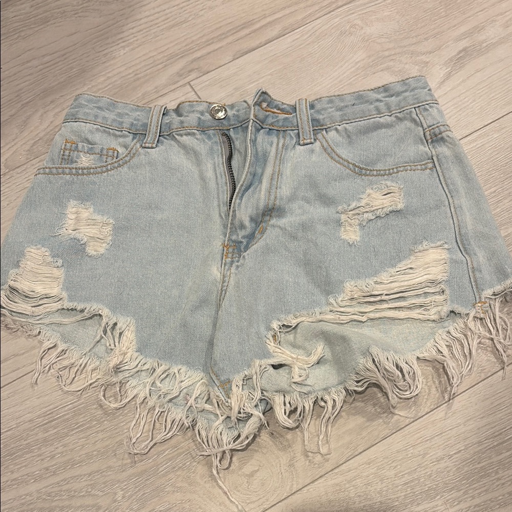 Amazon Light Blue Distressed Jean Shorts